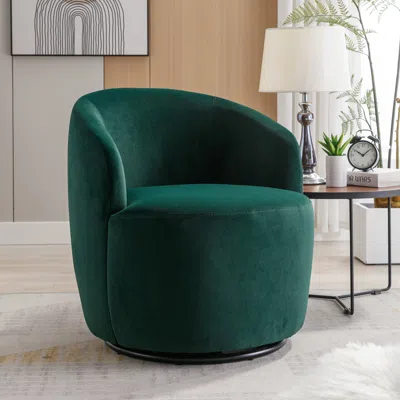 Streamdale Furniture Streamdale Velvet Fabric Swivel Accent Armchair Barrel Chair With Powder