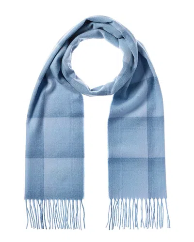 Amicale Cashmere Ombre Grid Cashmere Scarf In Blue