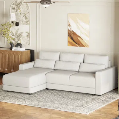 Streamdale Furniture Streamdale L-shaped Modular Sectional Sofa With Removable Back Cushions And 3 Pillows In Neutral