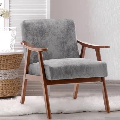 Streamdale Furniture Streamdale Mid-century Velvet & Wood Accent Chair For Comfort And Style