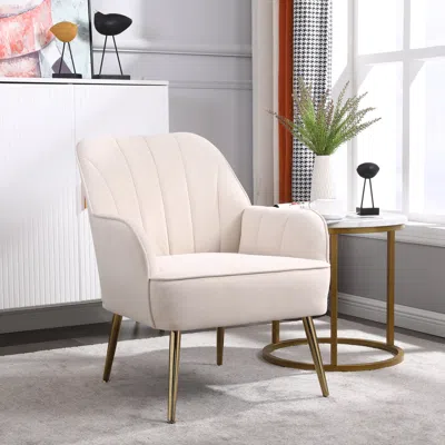 Streamdale Furniture Streamdale Modern Mid Century Chair Velvet Sherpa Armchair For Living Room
