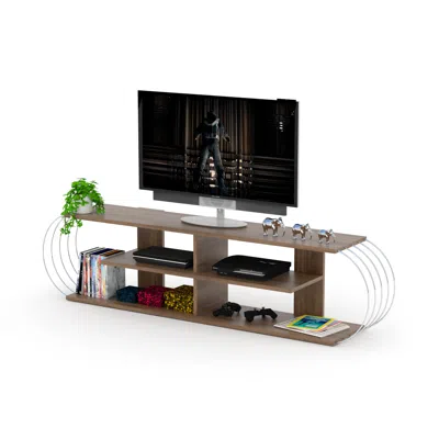 Streamdale Furniture Streamdale Store Mid Century Modern Tv Stand 4 Shelves Open Storage