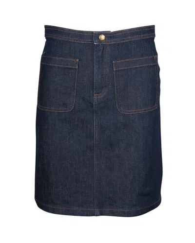 Apc A. P.c Denim Skirt In Navy Blue Cotton In Blue
