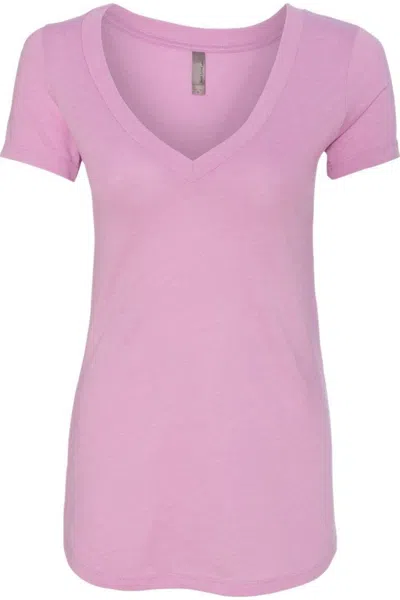 Next Level Womens Triblend Deep V-neck T-shirt In Pink