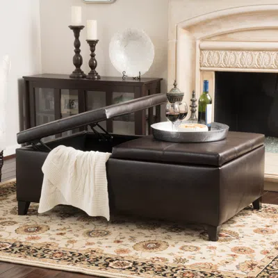 Streamdale Furniture Streamdale Versatile Faux Leather Storage Ottoman With Solid Birch Frame