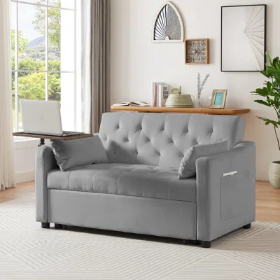 Streamdale Furniture Streamdale Grey Velvet Sofa Bed