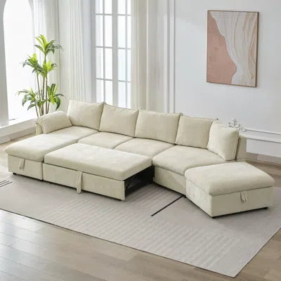 Streamdale Furniture Streamdale 146.9" L-shaped Sofa Sectional Sofa Couch Pull-out Sofa Bed With A Movable Storage Ottoma