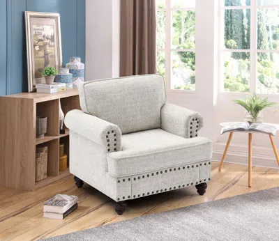 Streamdale Furniture Streamdale Chenille Modern Upholstered Sofas 1 Seater Couches With Nails