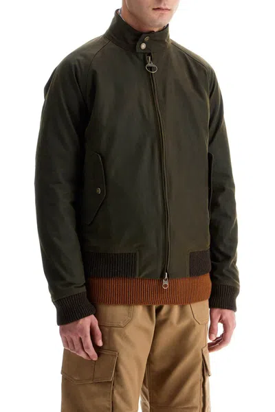 Shop Barbour X Baracuta Cino Waxed Cotton Bomber Door In Green