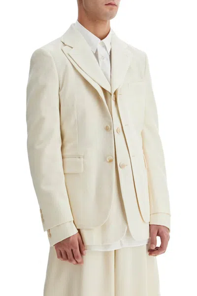 Shop Comme Des Garçons Homme Deux Double Layer Wool Blazer For Men In Neutro