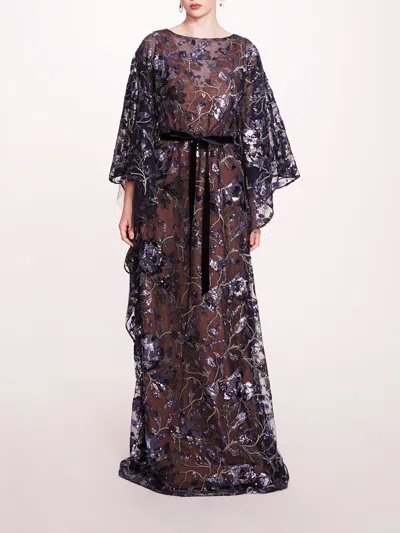 Marchesa Climbing Vines Kaftan In Crystal Ocean