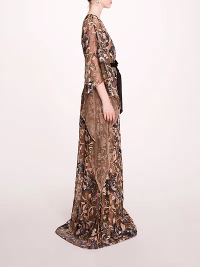 Marchesa Climbing Vines Kaftan In Black Blue