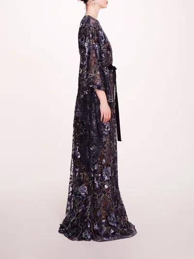 Marchesa Climbing Vines Kaftan In Crystal Ocean