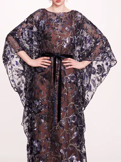 Marchesa Climbing Vines Kaftan In Crystal Ocean