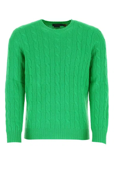 Polo Ralph Lauren Ralph Lauren Green Braided Cotton Sweater In Green