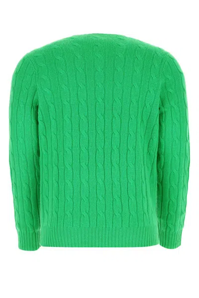 Polo Ralph Lauren Ralph Lauren Green Braided Cotton Sweater In Green