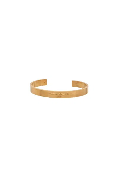 Shop Maison Margiela Rigid Bracelet With Logo In Gold