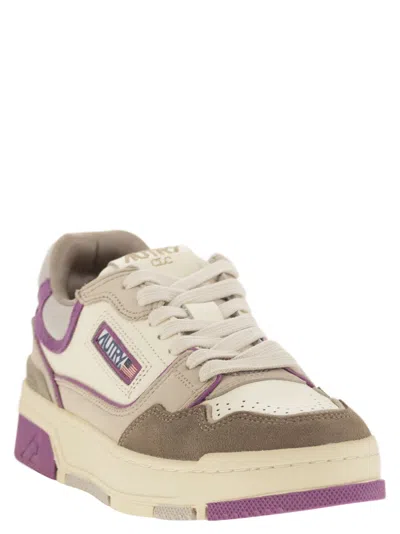 Autry Clc Low Sneakers In Leather Color Suede And Fabric