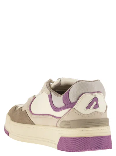 Autry Clc Low Sneakers In Leather Color Suede And Fabric