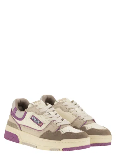 Autry Clc Low Sneakers In Leather Color Suede And Fabric