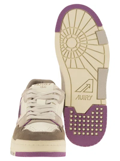 Autry Clc Low Sneakers In Leather Color Suede And Fabric