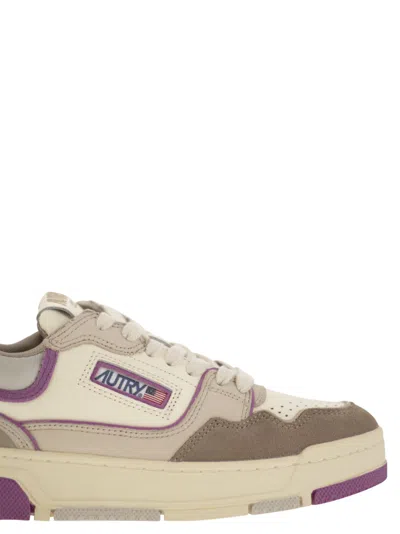 Autry Clc Low Sneakers In Leather Color Suede And Fabric