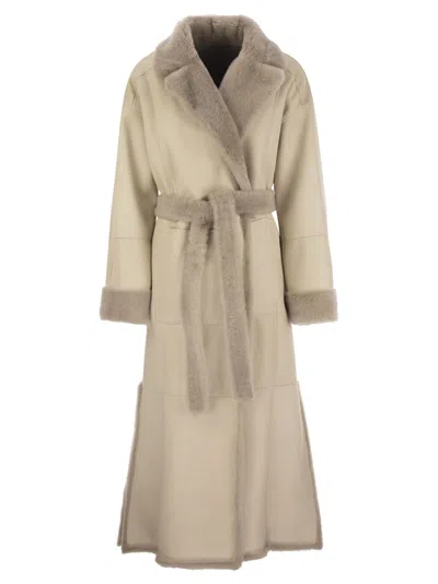 Brunello Cucinelli Reversible Shearling Coat With Shiny Detailing