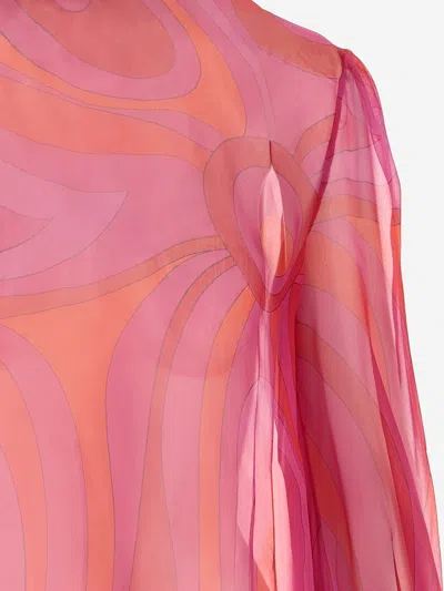 Pucci Emilio  Silk Chiffon Blouse With Marble Print