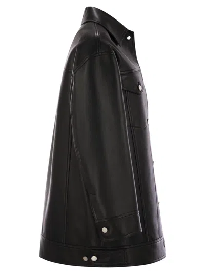 Max Mara Long-sleeved Leather Jacket