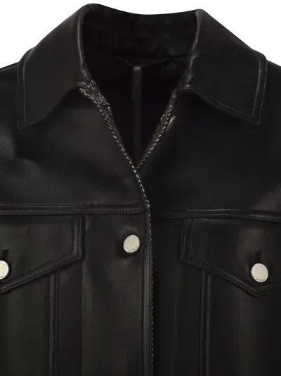 Max Mara Long-sleeved Leather Jacket