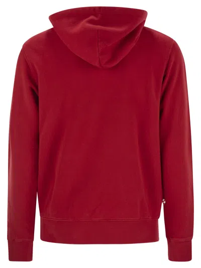 Mc2 Saint Barth Mens Red Tribeca Sweatshirt With Cortina Apres Ski Club Logo Embroidery