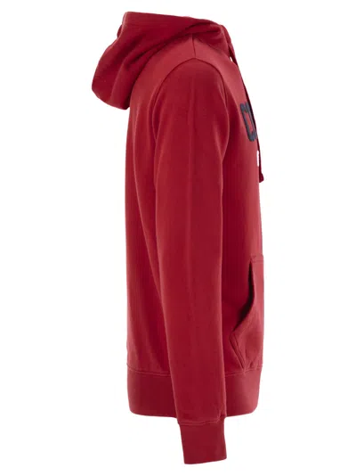 Mc2 Saint Barth Mens Red Tribeca Sweatshirt With Cortina Apres Ski Club Logo Embroidery