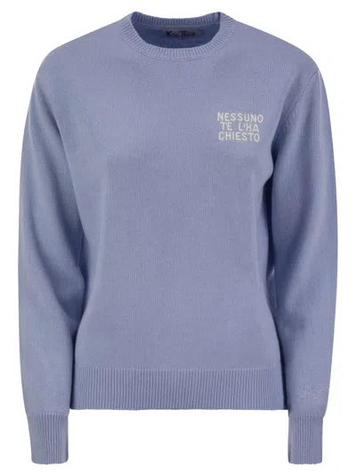 Mc2 Saint Barth Wool And Cashmere Blend Sweater With Embroidery Nessuno Te Lha Chiesto