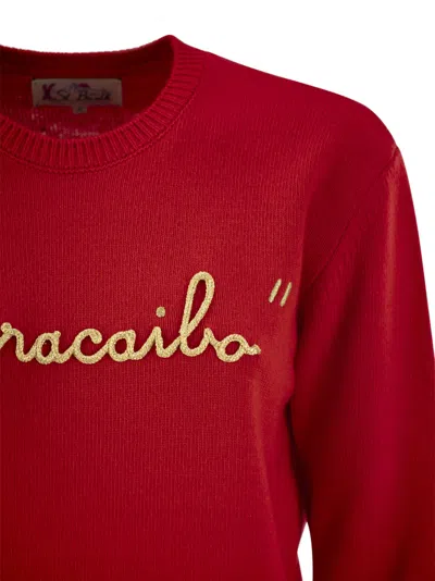 Mc2 Saint Barth Wool And Cashmere Blend Sweater With Embroidery Maracaibo