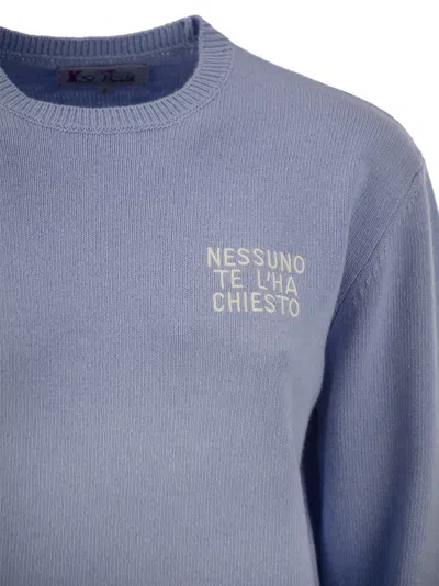 Mc2 Saint Barth Wool And Cashmere Blend Sweater With Embroidery Nessuno Te Lha Chiesto