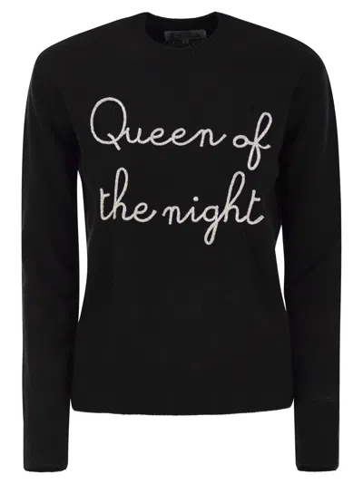 Mc2 Saint Barth Wool And Cashmere Blend Sweater With Embroidery Queen Of The Night
