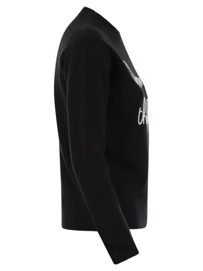 Mc2 Saint Barth Wool And Cashmere Blend Sweater With Embroidery Queen Of The Night