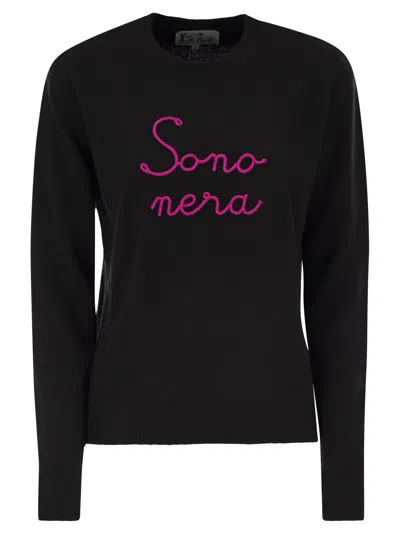 Mc2 Saint Barth Wool And Cashmere Blend Sweater With Embroidery Sono Nera