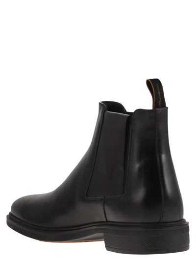 Santoni Ankle-length Leather Chelsea Boots In Black