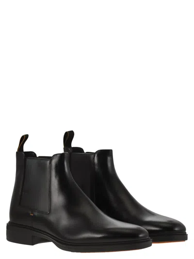 Santoni Ankle-length Leather Chelsea Boots In Black