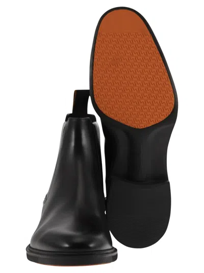 Santoni Ankle-length Leather Chelsea Boots In Black