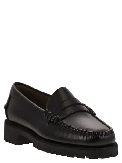 Sebago Black Slip-on Loafers With Lug Sole