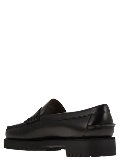 Sebago Black Slip-on Loafers With Lug Sole