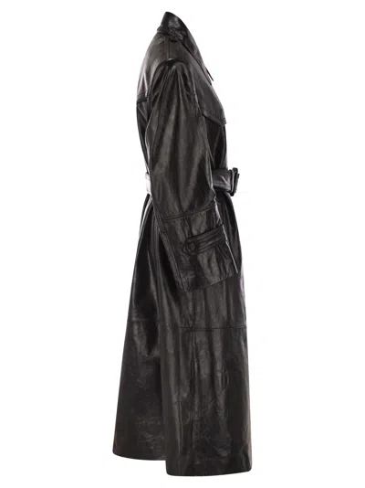 Shop Sportmax Alfeo1234 Nappa Leather Trench Coat