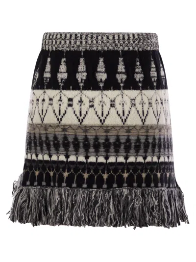 Shop Vanisé Wool And Cashmere Blend Jacquard Skirt