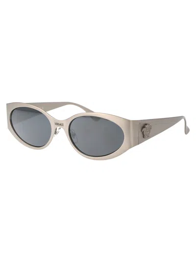 Versace Logo-plaque Oval-frame Sunglasses