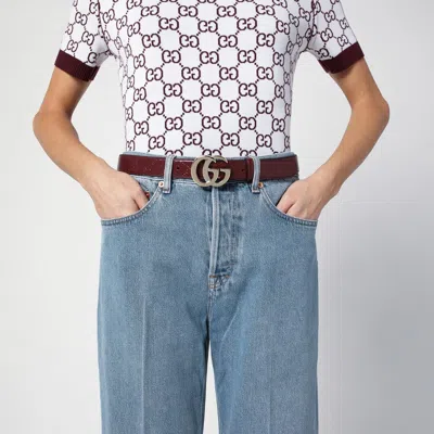 Gucci Gg Marmont Rosso Ancora Leather Belt In Red
