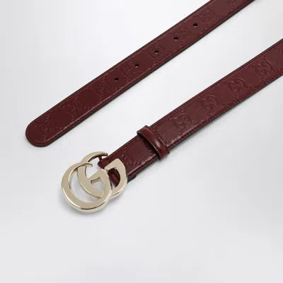 Gucci Gg Marmont Rosso Ancora Leather Belt In Red