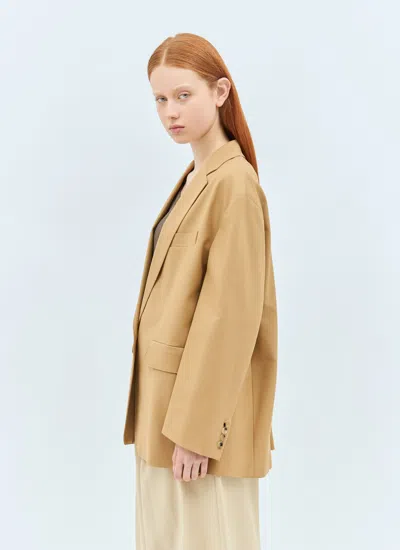 Max Mara Women Oversized Canvas Blazer In Cream
