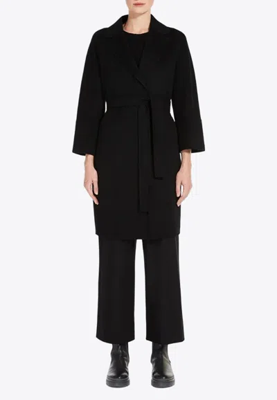 S Max Mara Arona Belted Double-faced Wool Coat In Black
